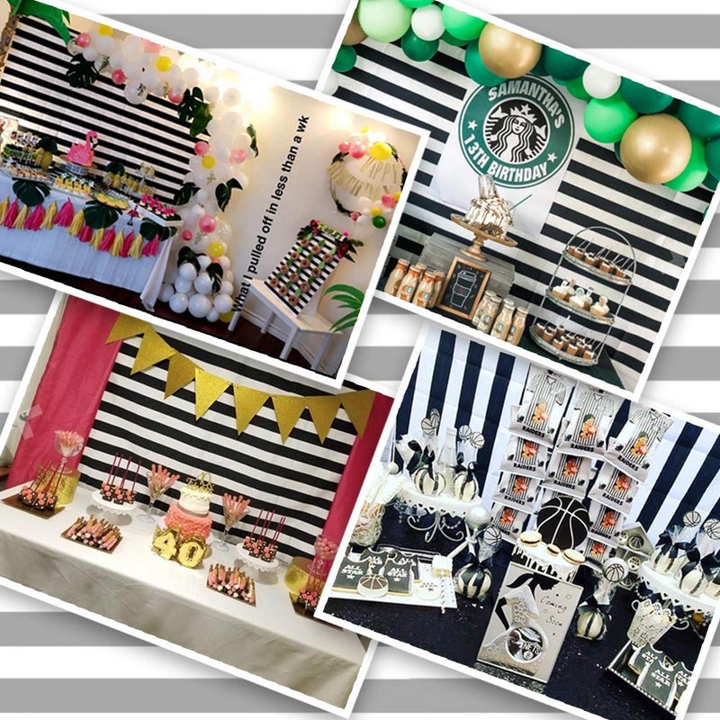 SJOLOON 8X8ft Black and White Stripe Photography Backdrops Birthday Party Decoration Backdrop Photo Studio Booth Background 11077 - Image 2